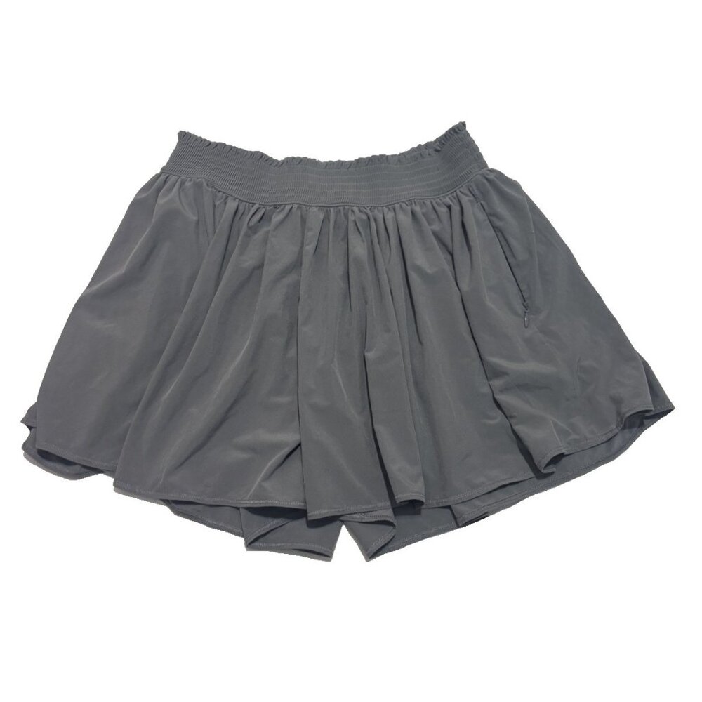 Athleta Wide Leg Shorts Womens Yoga Shorts size small Gray zipper pockets - Picture 3 of 5